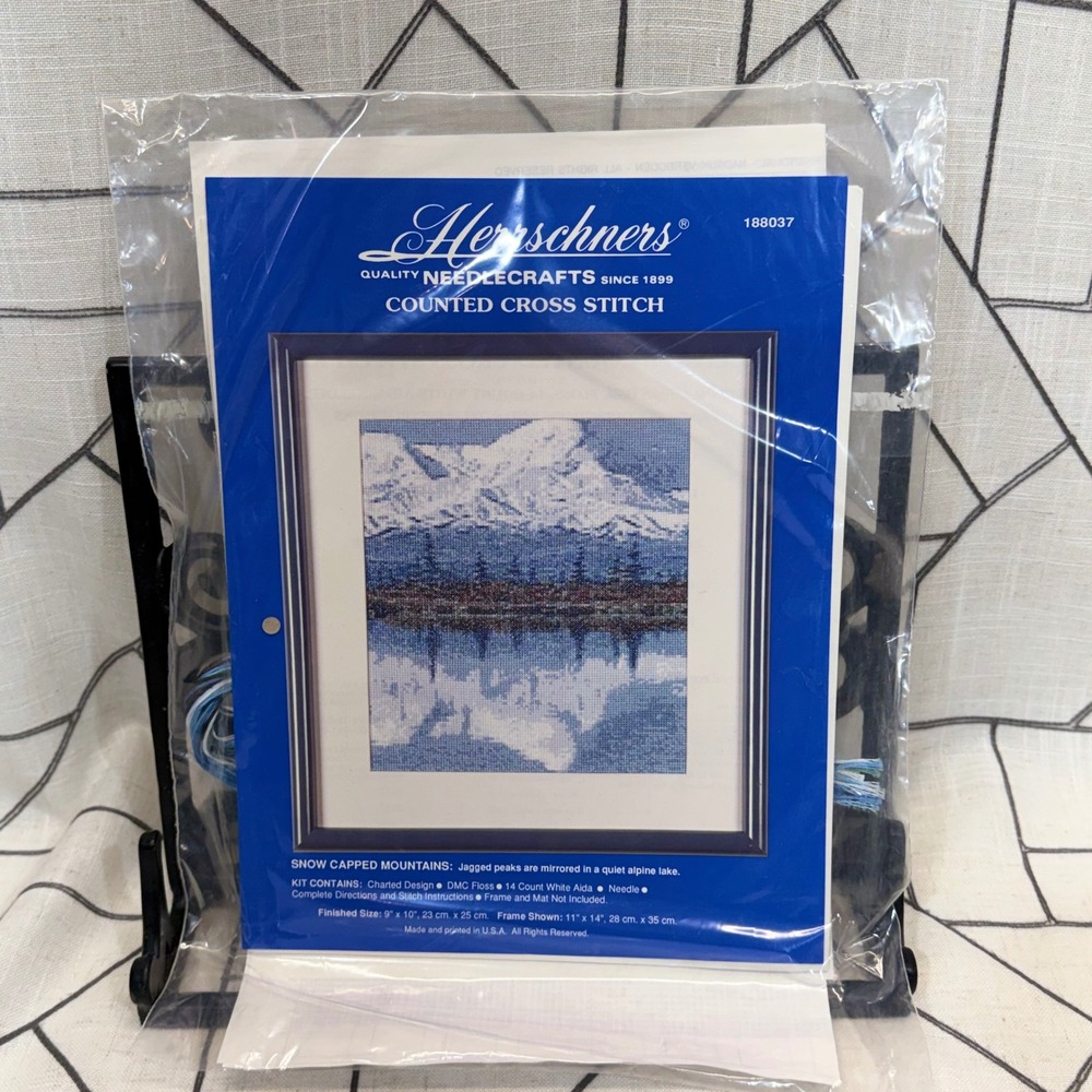 Herrschners Counted Cross Stitch Kit 9x10 Blue Snow Capped Mountains 188037